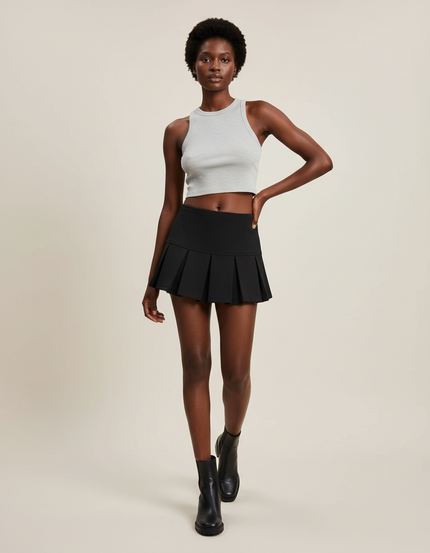 Jupe Plissée noire skater chic