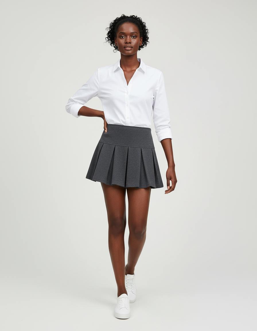 Jupe Plissée grise mini décontractée tendance