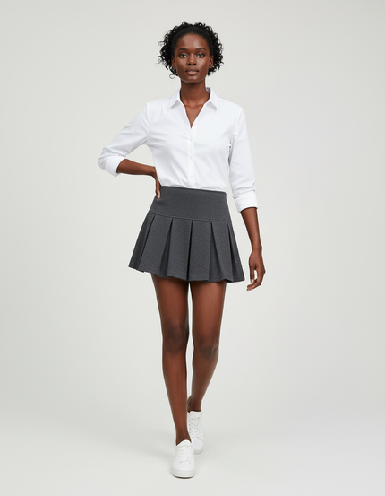 Jupe Plissée grise mini décontractée tendance