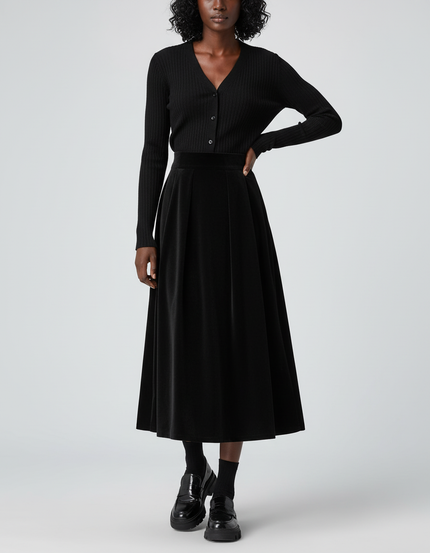Jupe Plissée Velours Noir Élégante