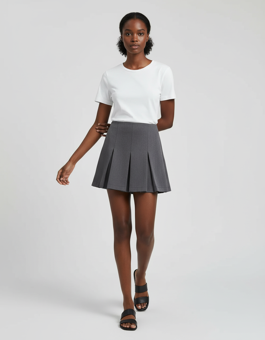 Jupe Plissée gris anthracite mini chic