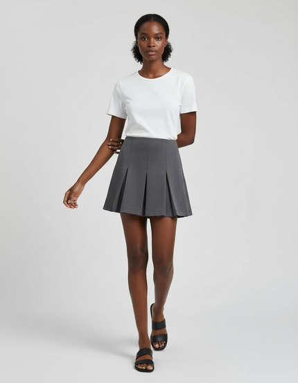 Jupe Plissée gris anthracite mini chic
