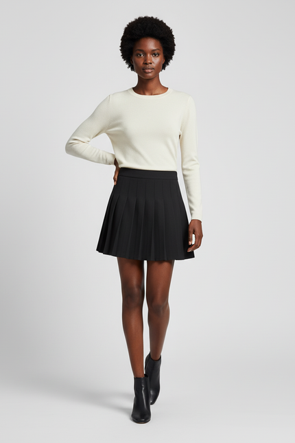 Jupe Plissée noire mini chic féminine gracile