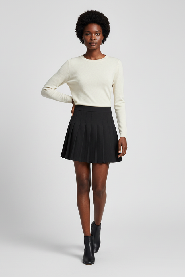 Jupe Plissée noire mini chic féminine gracile