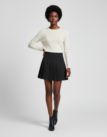Jupe Plissée noire mini chic féminine gracile