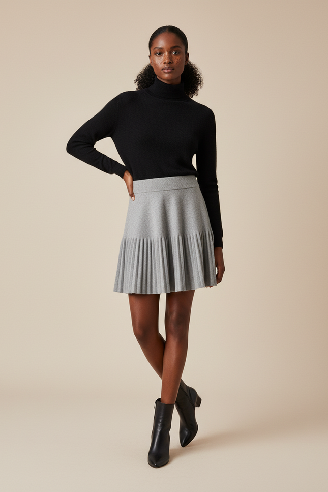 jupe maille plissée en laine