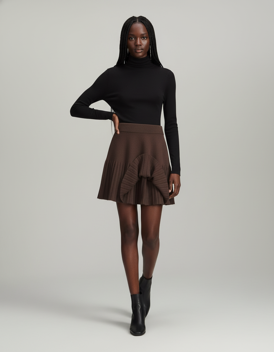 jupe plissée asymétrique