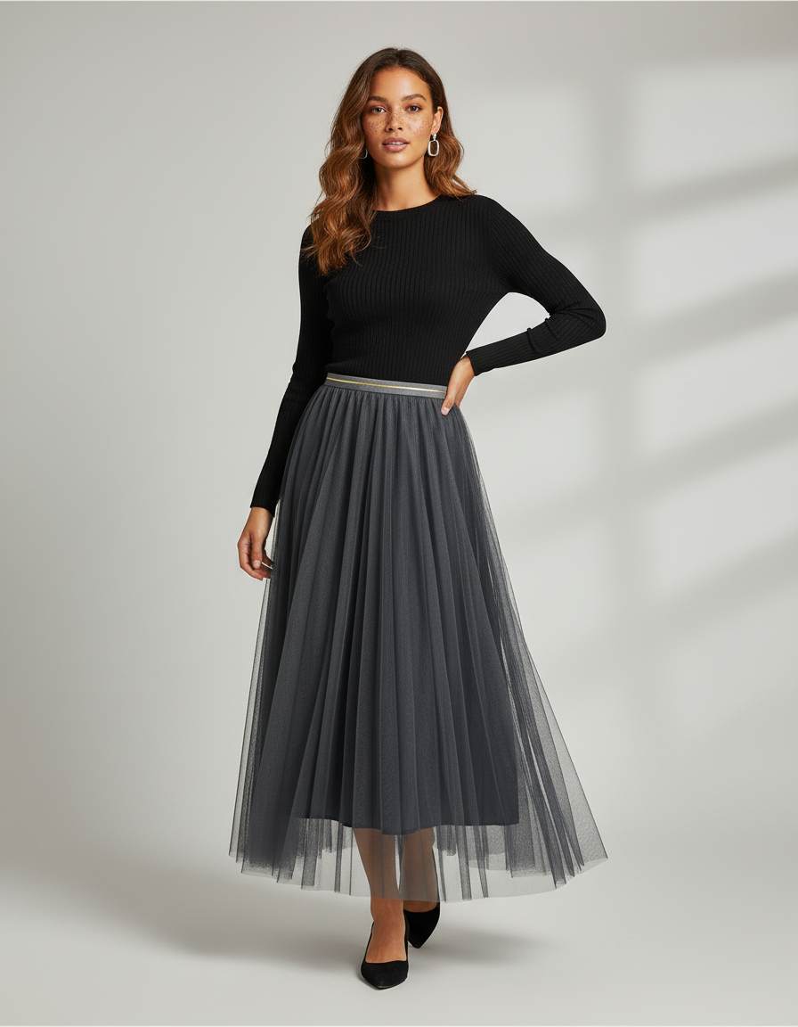 jupe plissée tulle