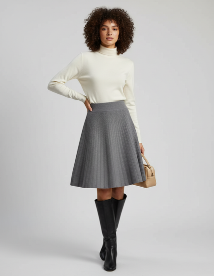 Jupe Plissée maille grise chic