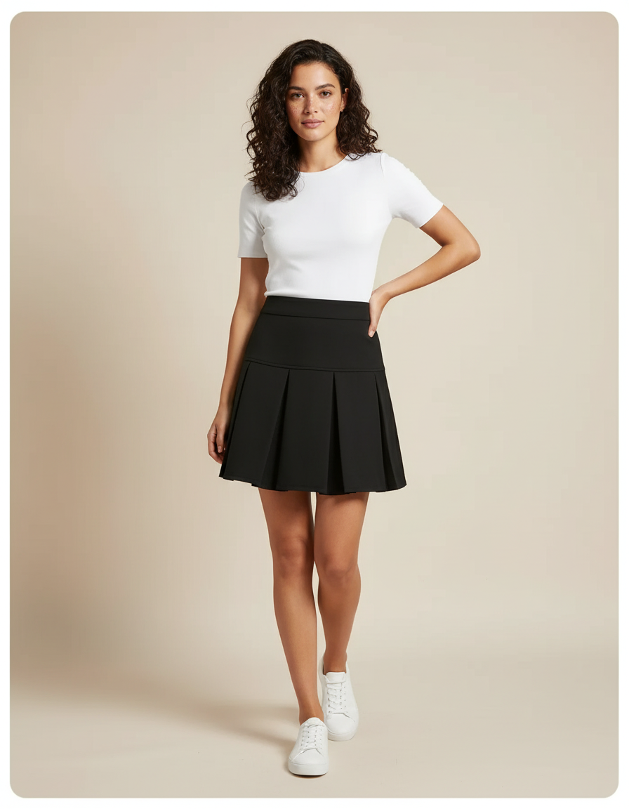 Jupe Plissée Noire Taille Haute Chic originale