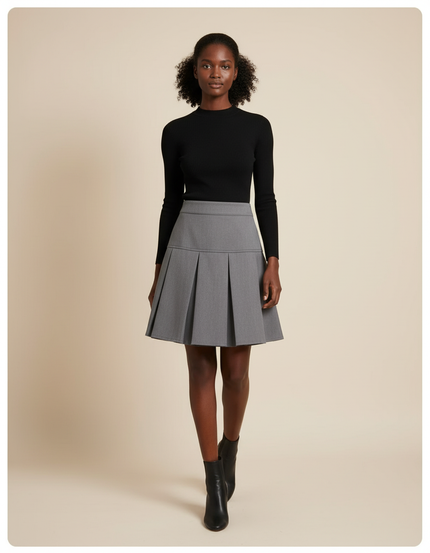Jupe Plissée grise courte chic