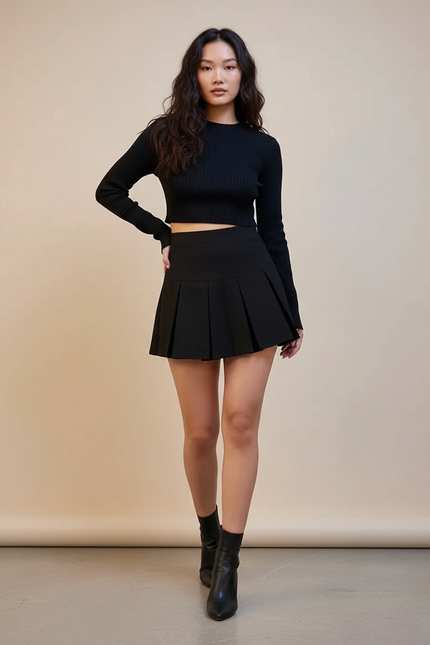 Jupe Plissée Noire Mini Chic urbaine