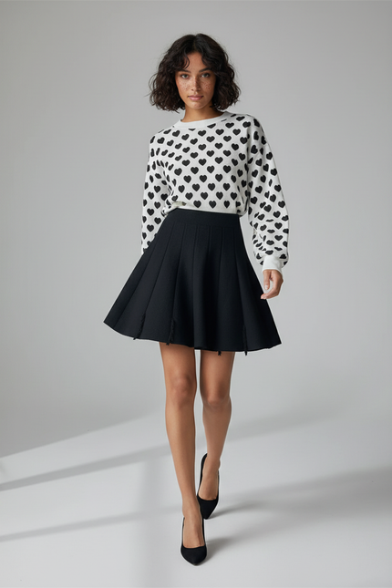 Jupe Plissée Noire Tricotée Chic raffinée