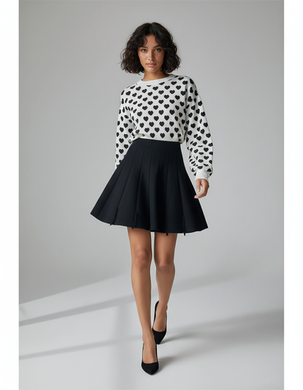 Jupe Plissée Noire Tricotée Chic raffinée