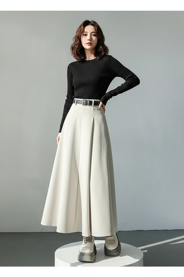 jupe culotte plissée longue