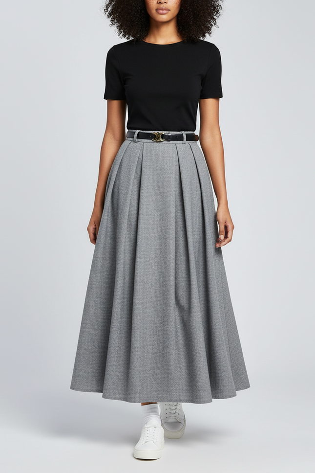 Jupe Plissée grise ample élégante