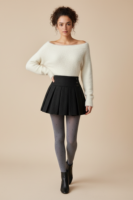 Jupe Plissée grise preppy chic
