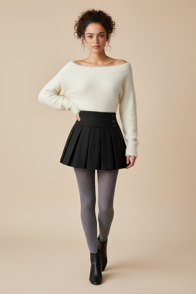 Jupe Plissée grise preppy chic