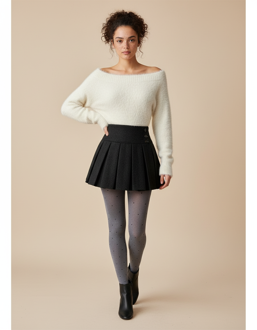 Jupe Plissée grise preppy chic