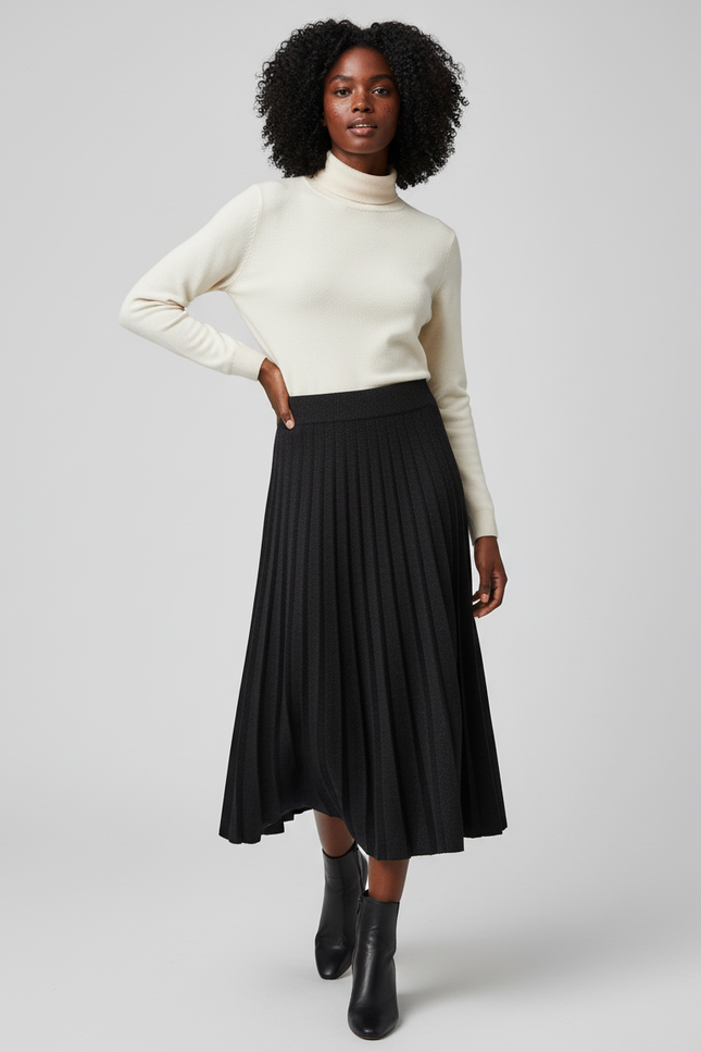 Jupe Plissée noire épaisse chic