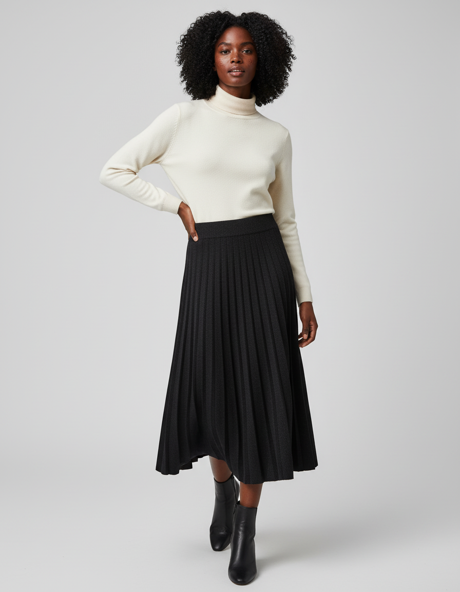 Jupe Plissée noire épaisse chic