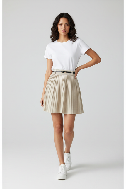 Jupe Plissée mini beige élégante