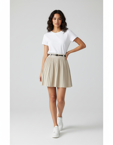 Jupe Plissée mini beige élégante