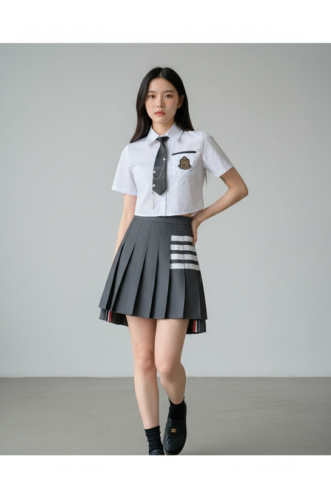 Jupe Plissée grise mini chic féminine élégante