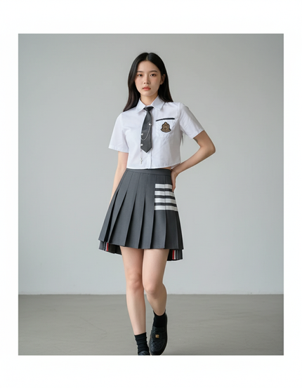 Jupe Plissée grise mini chic féminine élégante
