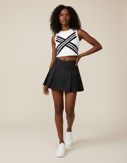 Jupe Plissée noire taille haute chic classique