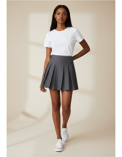 Jupe Plissée Grise Mini Preppy