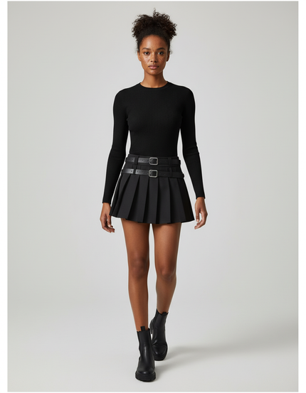 Jupe Plissée Noire Mini Chic délicate