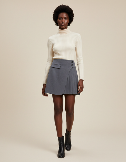 Jupe Plissée asymétrique grise chic