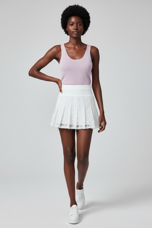 Jupe Plissée blanche dentelle sexy