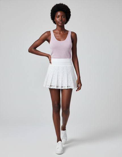 Jupe Plissée blanche dentelle sexy