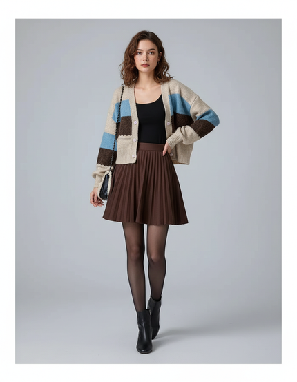 Jupe Plissée Marron Mini Chic