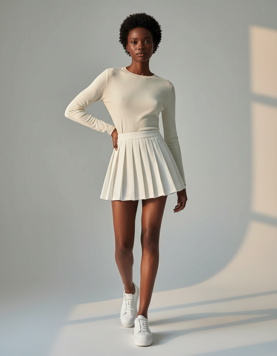 Jupe Plissée blanche mini sportive