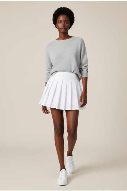 Jupe Plissée blanche courte chic raffinée
