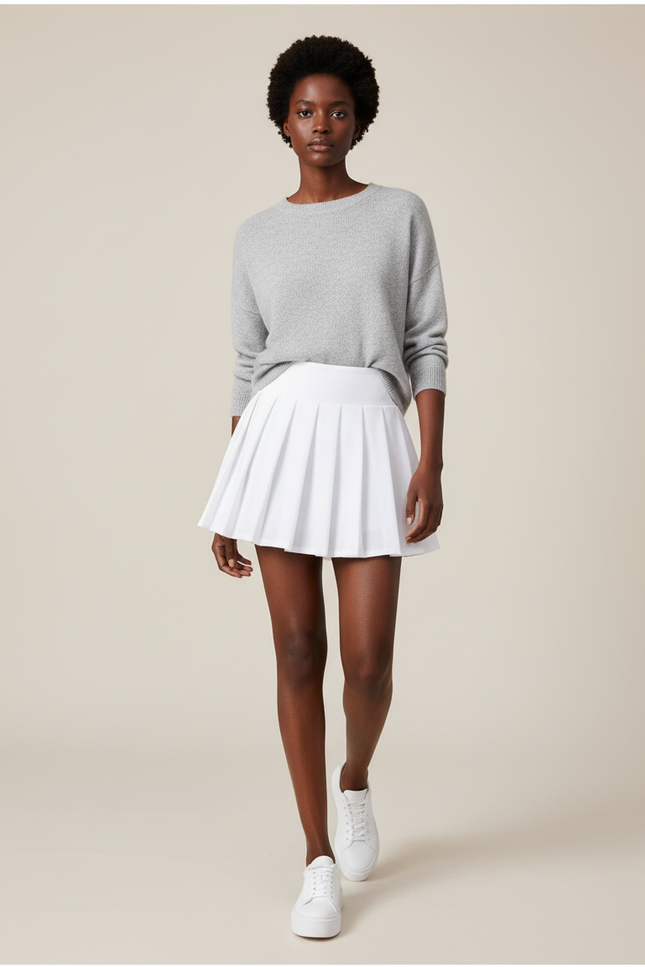 Jupe Plissée blanche courte chic raffinée