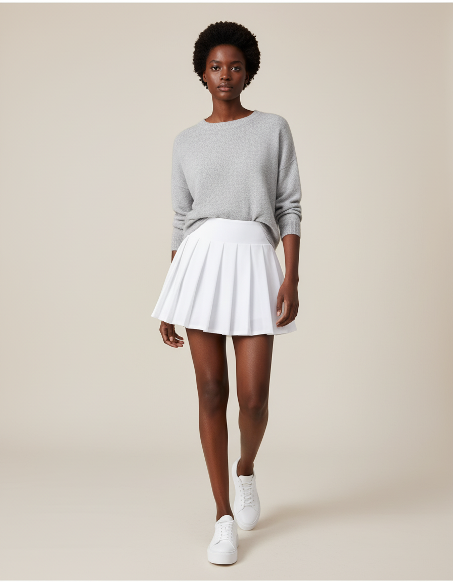 Jupe Plissée blanche courte chic raffinée