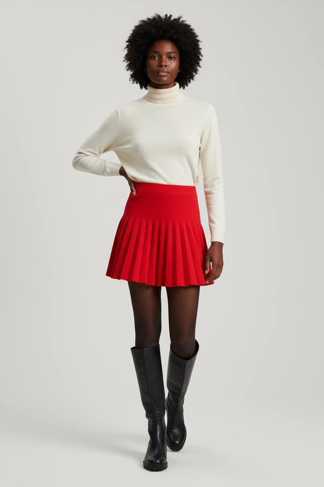 Jupe Plissée rouge mini chic audacieuse