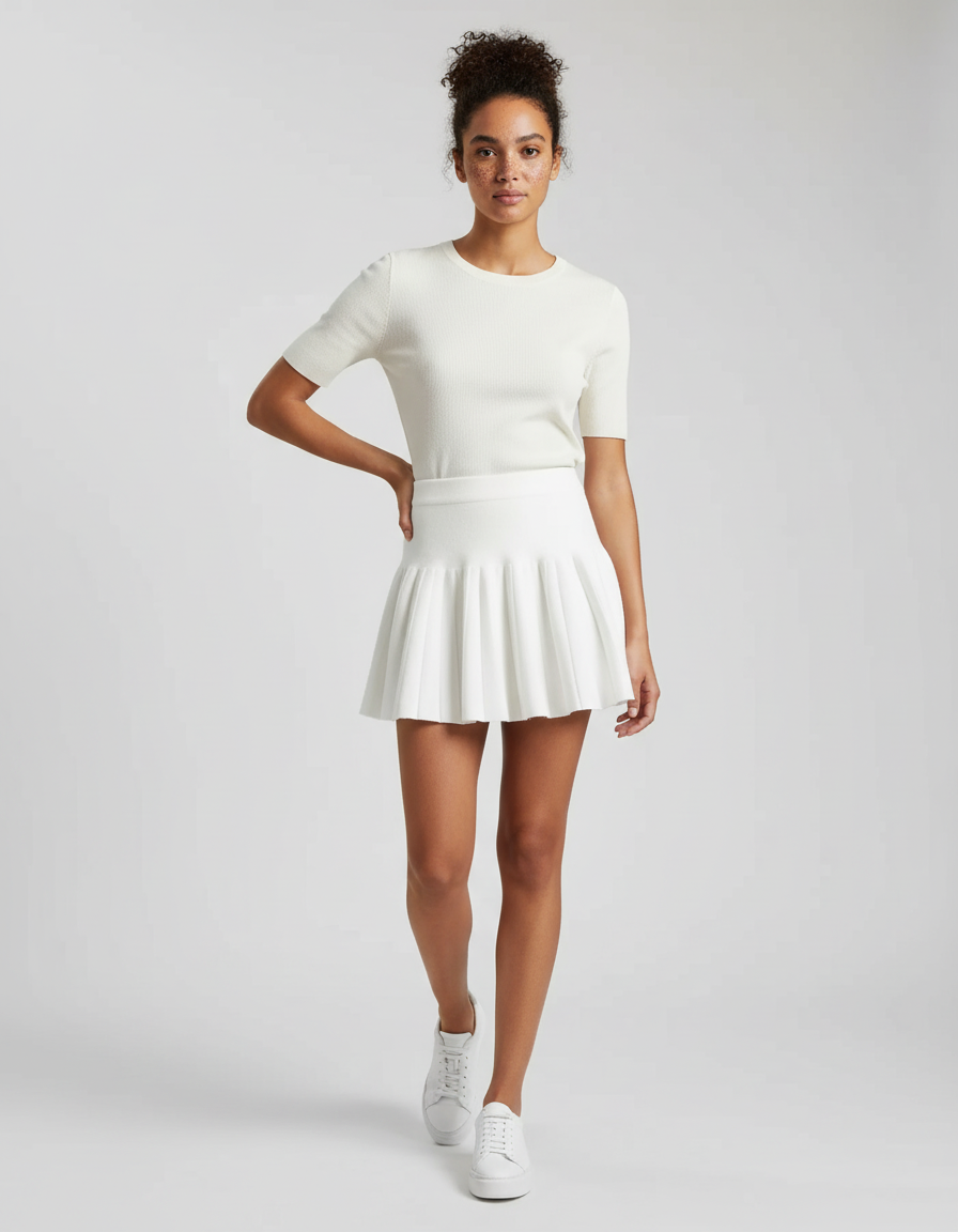 Jupe Plissée blanche mini chic délicate