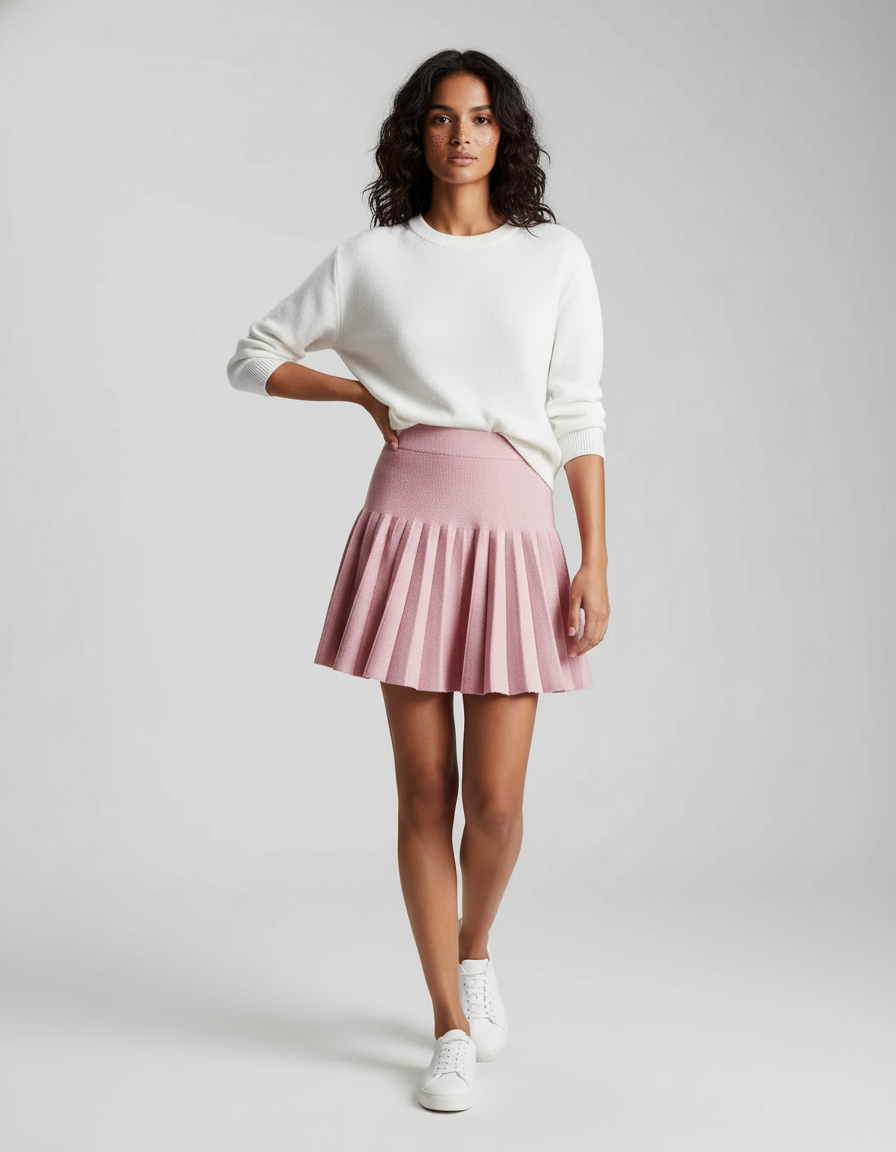 Jupe Plissée Rose Mini Douce