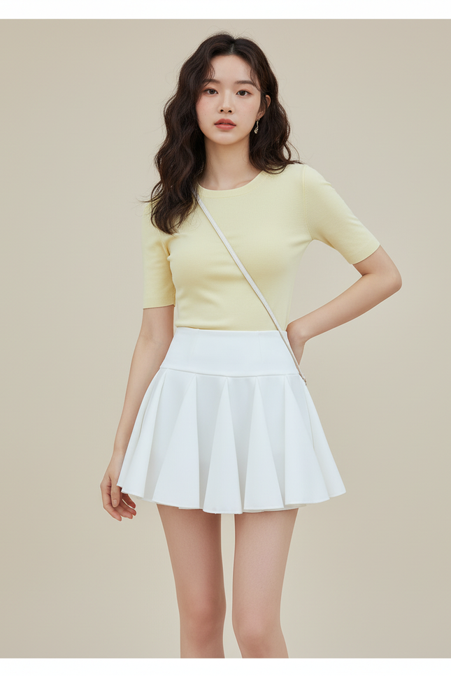 Jupe Plissée blanche mini fluide
