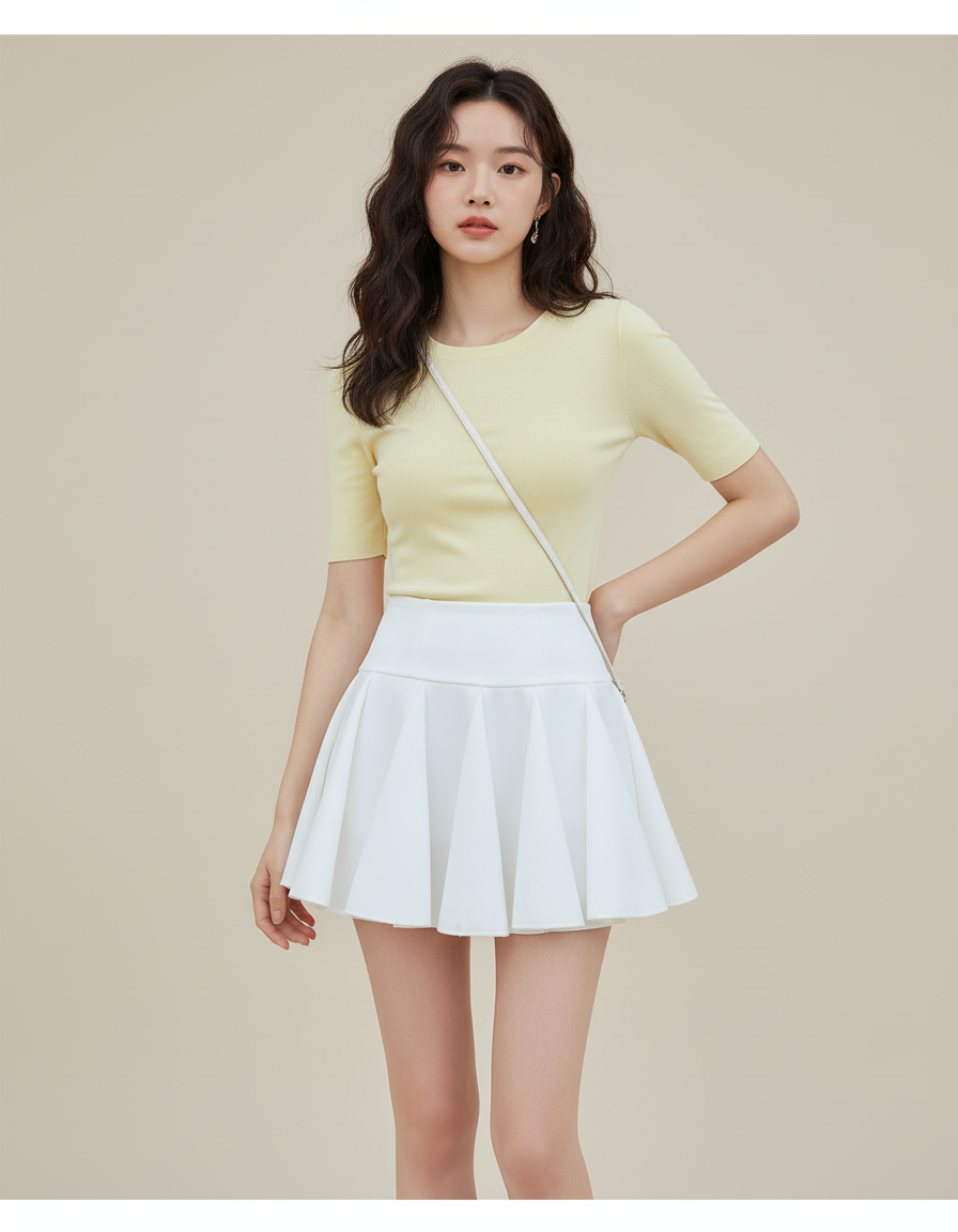 Jupe Plissée blanche mini fluide