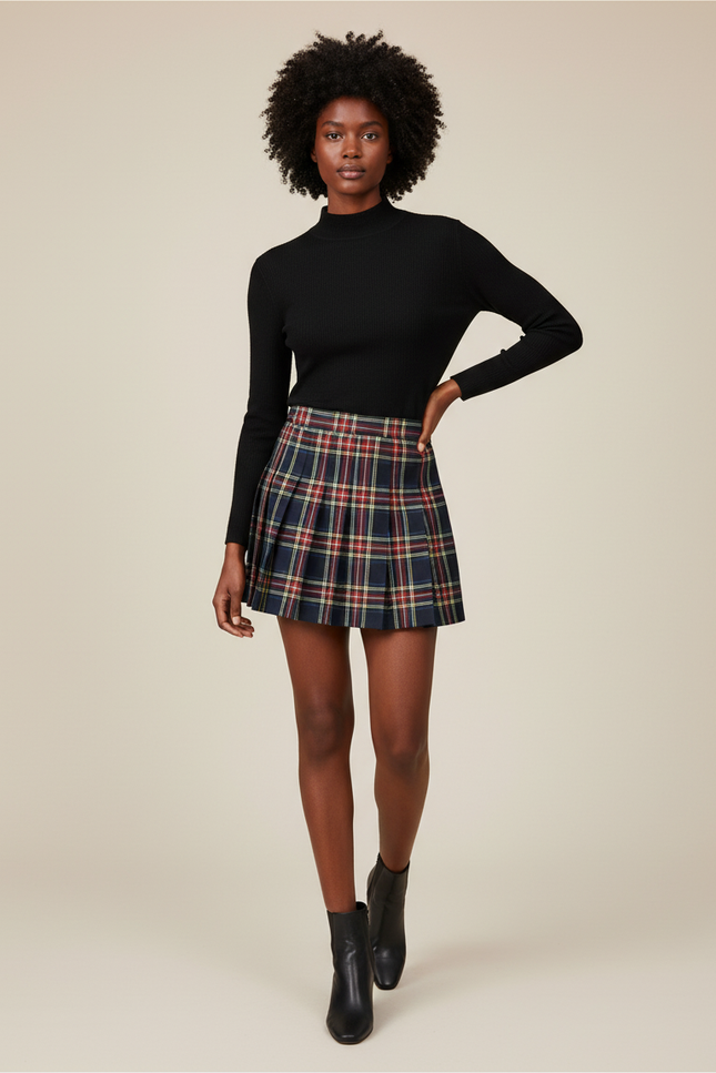 Jupe Plissée écossaise mini Preppy classique