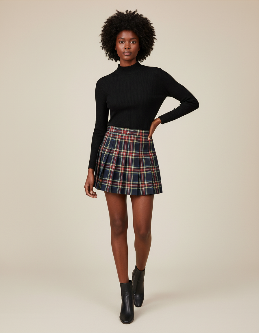 Jupe Plissée écossaise mini Preppy classique