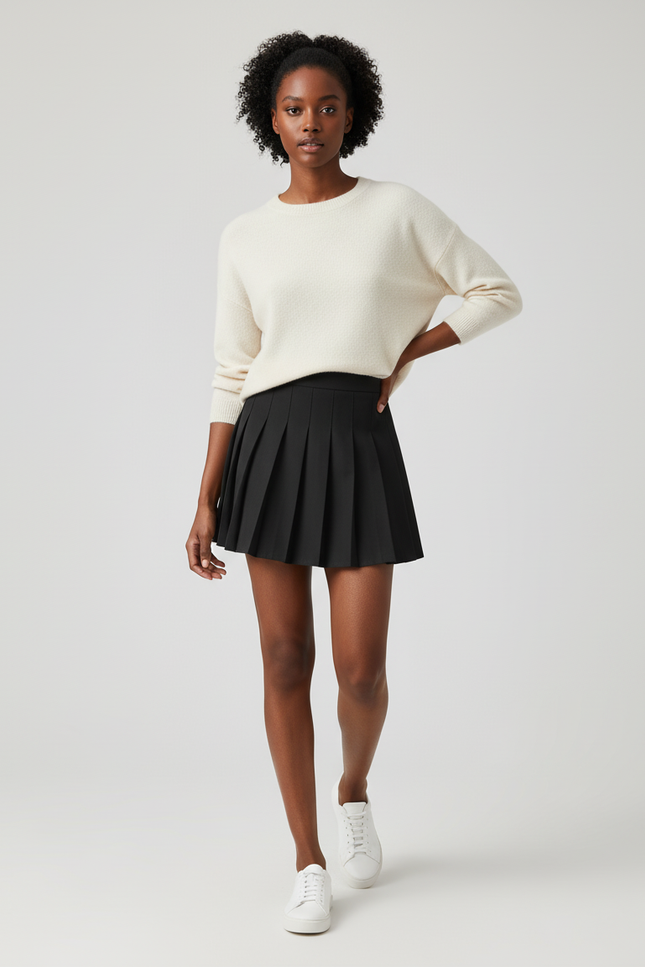 Jupe Plissée noire mini chic chaleureuse