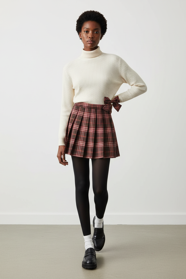 Jupe Plissée Carreaux Style École