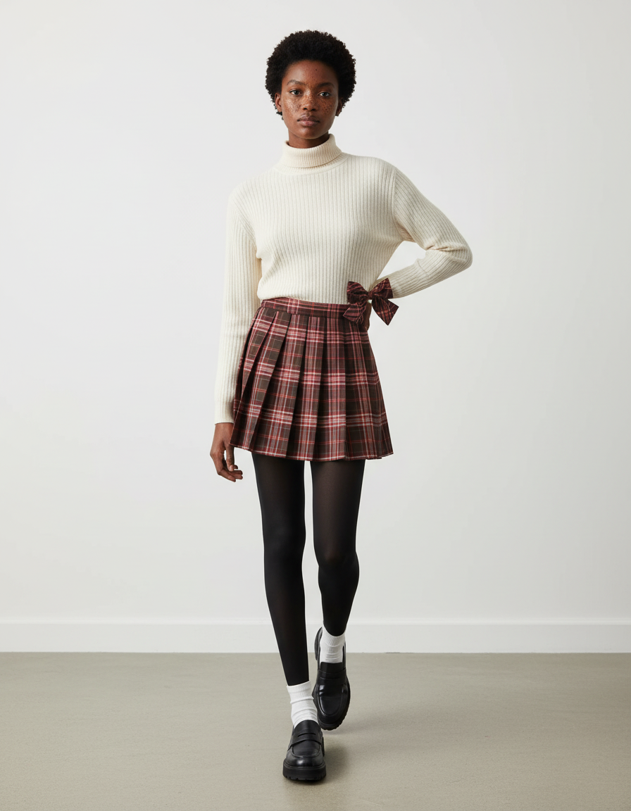 Jupe Plissée Carreaux Style École